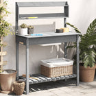 Potting bench with sink 147.5x44x139.5 cm spruce wood grey
