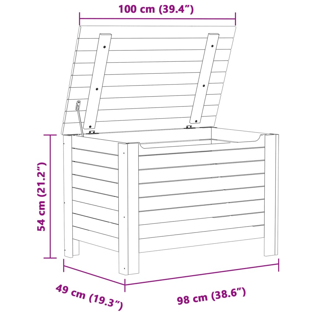 Opbergbox met deksel RANA 100x49x54 cm massief grenenhout wit