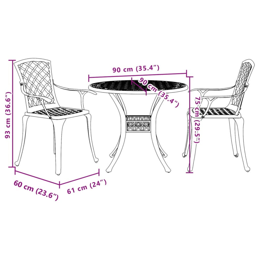 3-Delige Bistroset Gietaluminium 2