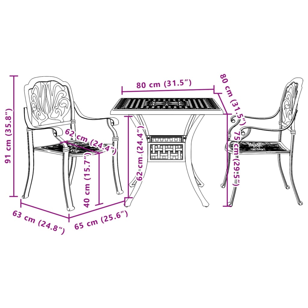 3-Delige Bistroset Gietaluminium 2