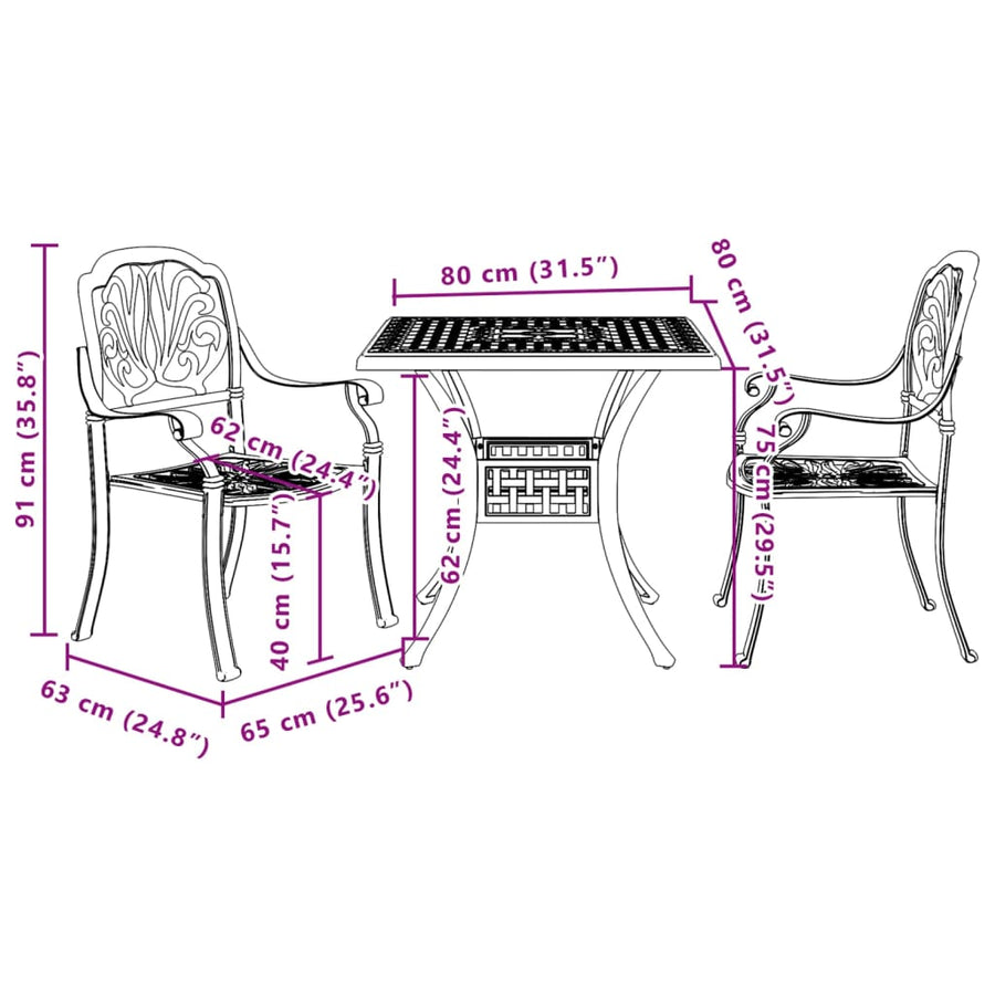 3-Delige Bistroset Gietaluminium 2