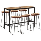 7-piece Bar Set Solid Rough Mango Wood and Metal