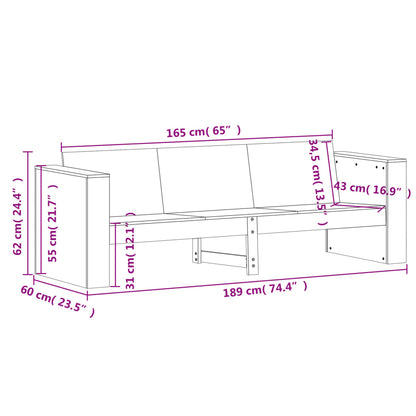 Tuinbank 3-Zits 189X60X62 Cm Massief Grenenhout Wit