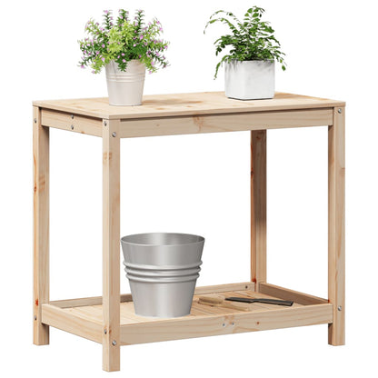 Oppottafel met schap 82,5x50x75 cm massief grenenhout