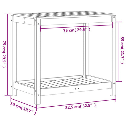 Oppottafel Met Schap 82,5X50X75 Cm Massief Douglashout 82.5 x 50 x 75 cm