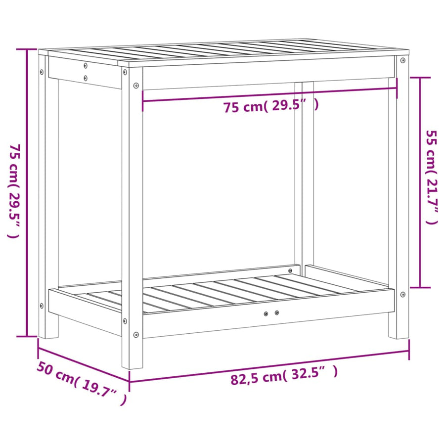 Oppottafel Met Schap 82,5X50X75 Cm Massief Douglashout 82.5 x 50 x 75 cm