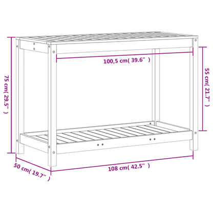 Oppottafel Met Schap 108X50X75 Cm Massief Grenenhout