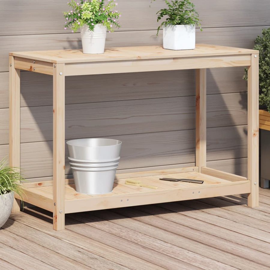 Oppottafel Met Schap 108X50X75 Cm Massief Grenenhout