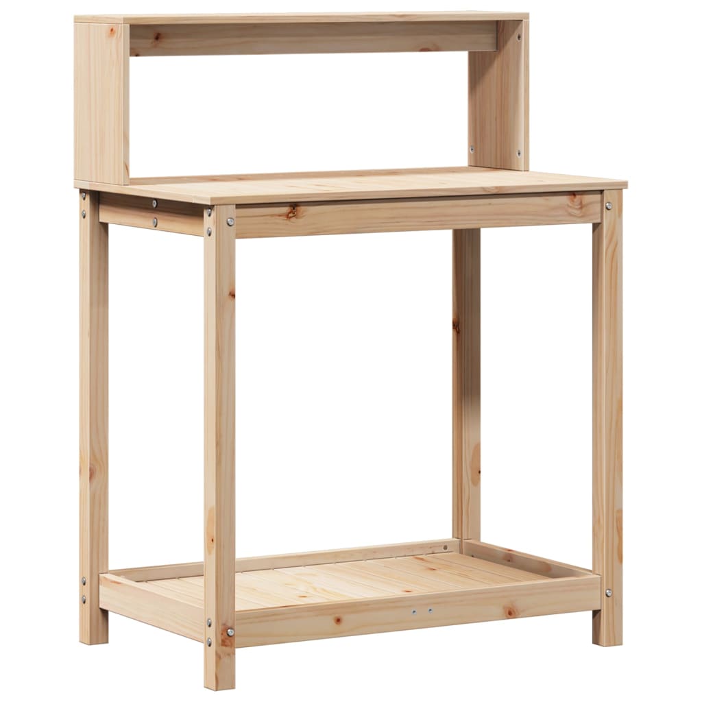 Oppottafel Met Schappen 82,5X50X109,5 Cm Massief Grenenhout