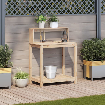 Oppottafel Met Schappen 82,5X50X109,5 Cm Massief Grenenhout