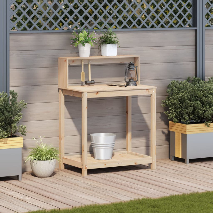 Oppottafel Met Schappen 82,5X50X109,5 Cm Massief Grenenhout