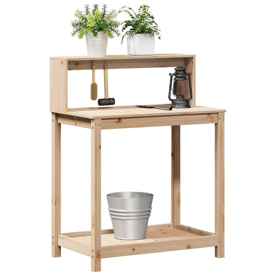 Oppottafel Met Schappen 82,5X50X109,5 Cm Massief Grenenhout
