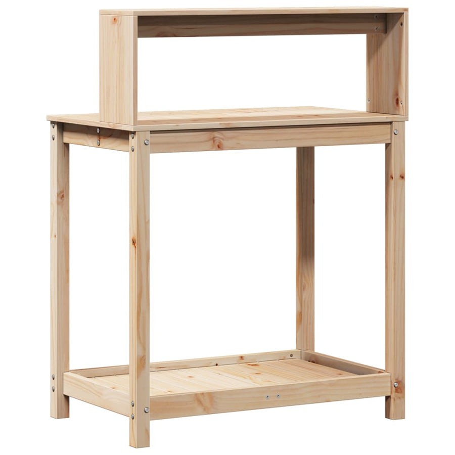 Oppottafel Met Schappen 82,5X50X109,5 Cm Massief Grenenhout