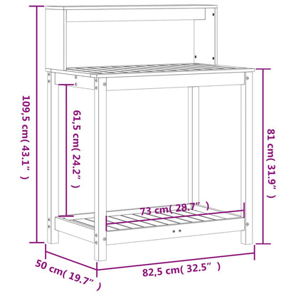 Oppottafel Met Schappen 82,5X50X109,5 Cm Massief Grenenhout
