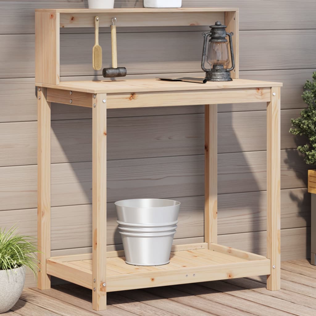 Oppottafel Met Schappen 82,5X50X109,5 Cm Massief Grenenhout