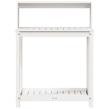 Oppottafel Met Schappen 82,5X50X109,5 Cm Massief Grenenhout Wit