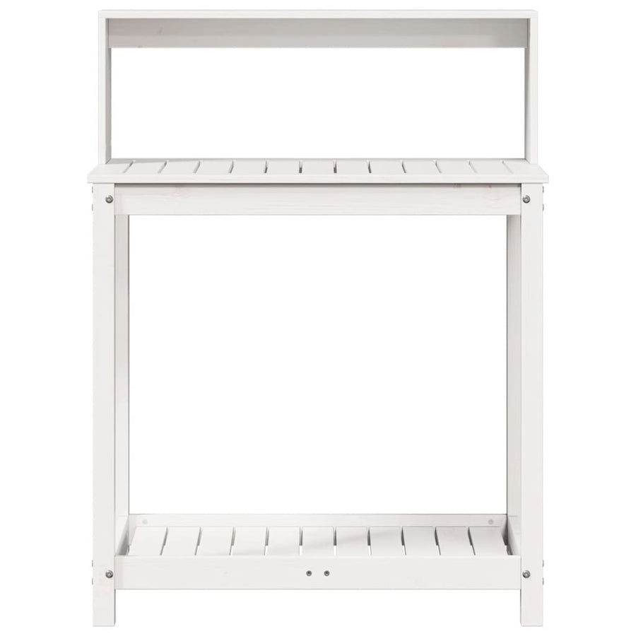 Oppottafel Met Schappen 82,5X50X109,5 Cm Massief Grenenhout Wit