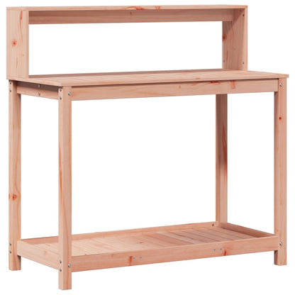 Oppottafel met schappen 108x50x109,5 cm massief douglashout