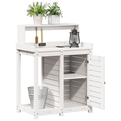 Oppottafel Met Schappen 82,5X50X109,5 Cm Massief Grenenhout Wit