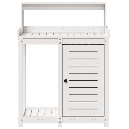 Oppottafel Met Schappen 82,5X50X109,5 Cm Massief Grenenhout Wit