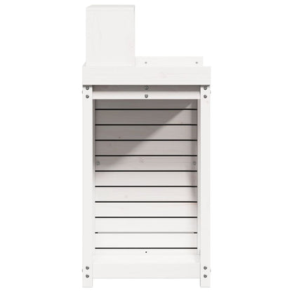 Oppottafel Met Schappen 82,5X50X109,5 Cm Massief Grenenhout Wit