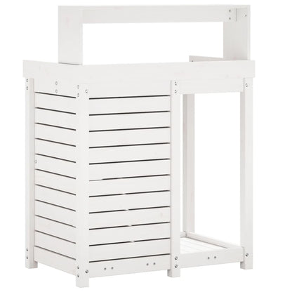 Oppottafel Met Schappen 82,5X50X109,5 Cm Massief Grenenhout Wit