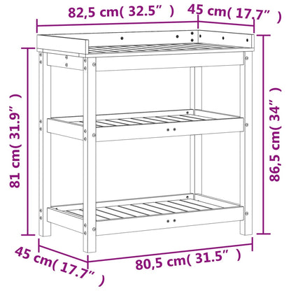 Oppottafel Met Schappen Cm Massief Grenenhout 82,5 x 45 x 86,5