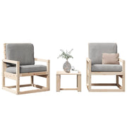 3-piece Solid Pine Wood Lounge Set