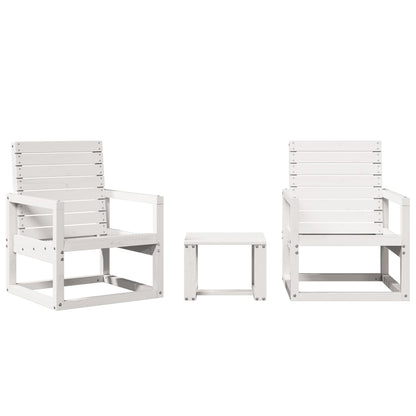 3-Delige Loungeset Massief Grenenhout Wit