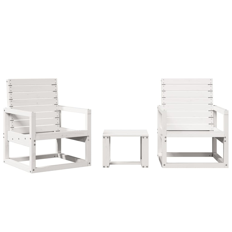 3-Delige Loungeset Massief Grenenhout Wit