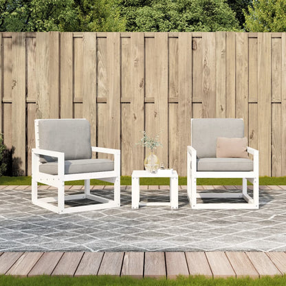 3-Delige Loungeset Massief Grenenhout Wit