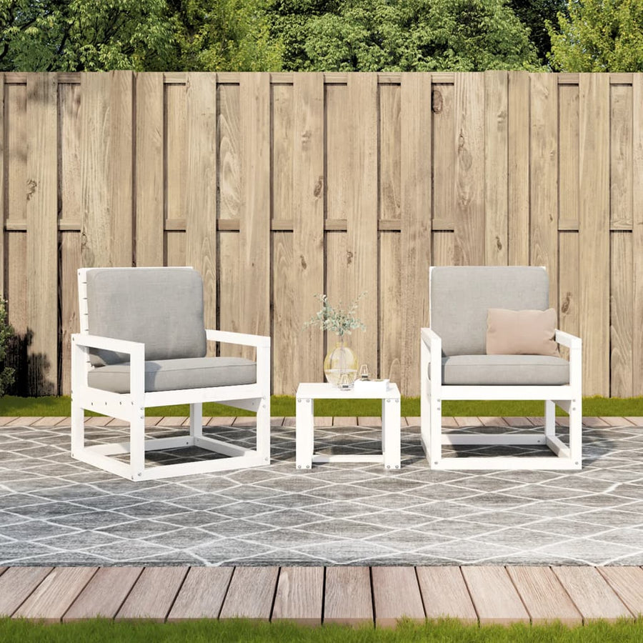 3-Delige Loungeset Massief Grenenhout Wit