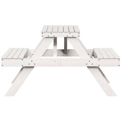 Picknicktafel 105x134x75 cm massief grenenhout wit