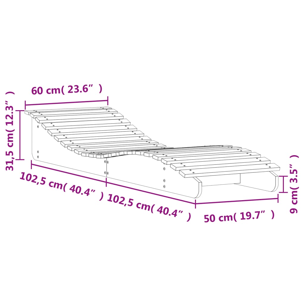 Ligbed 205x60x31,5 cm massief grenenhout wit