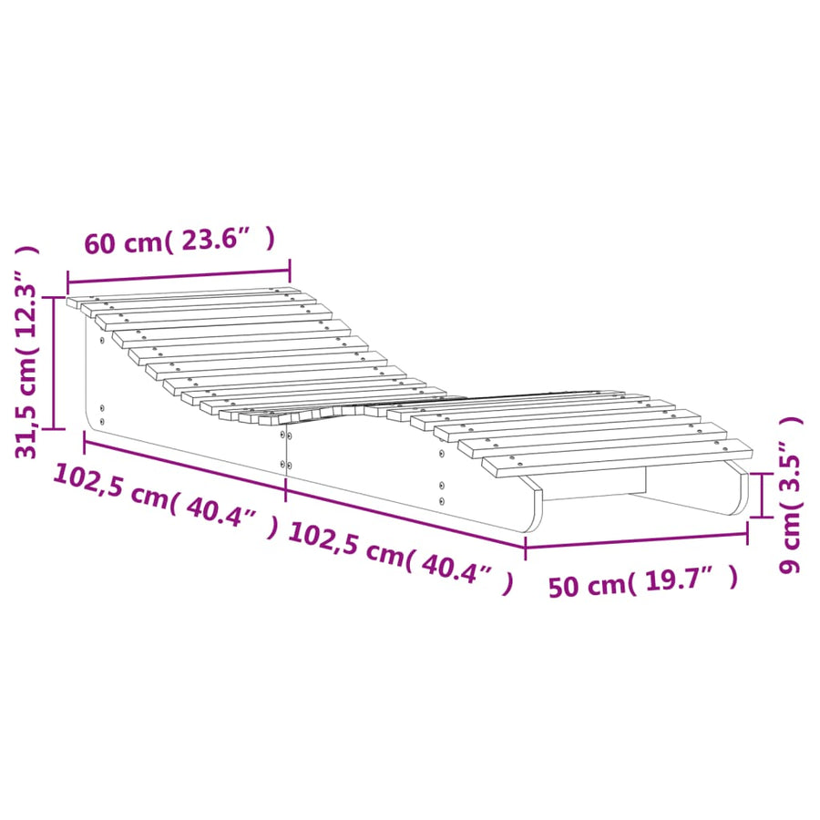 Ligbed 205x60x31,5 cm massief grenenhout wit