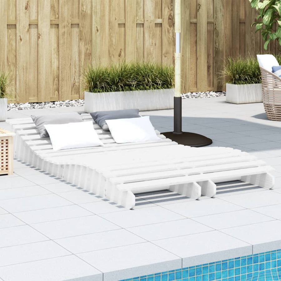 Ligbedden 2 St 205X60X31,5 Cm Massief Grenenhout Wit