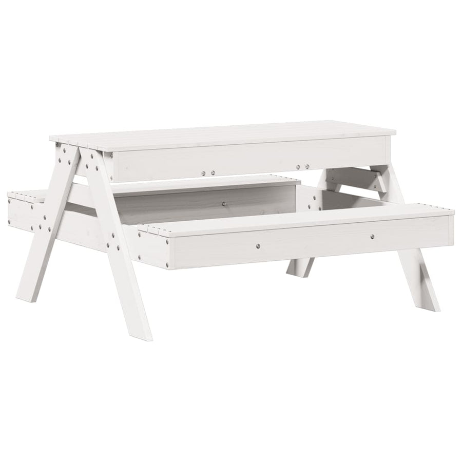 Picknicktafel Met Zandbak Voor Kinderen Massief Grenenhout Wit