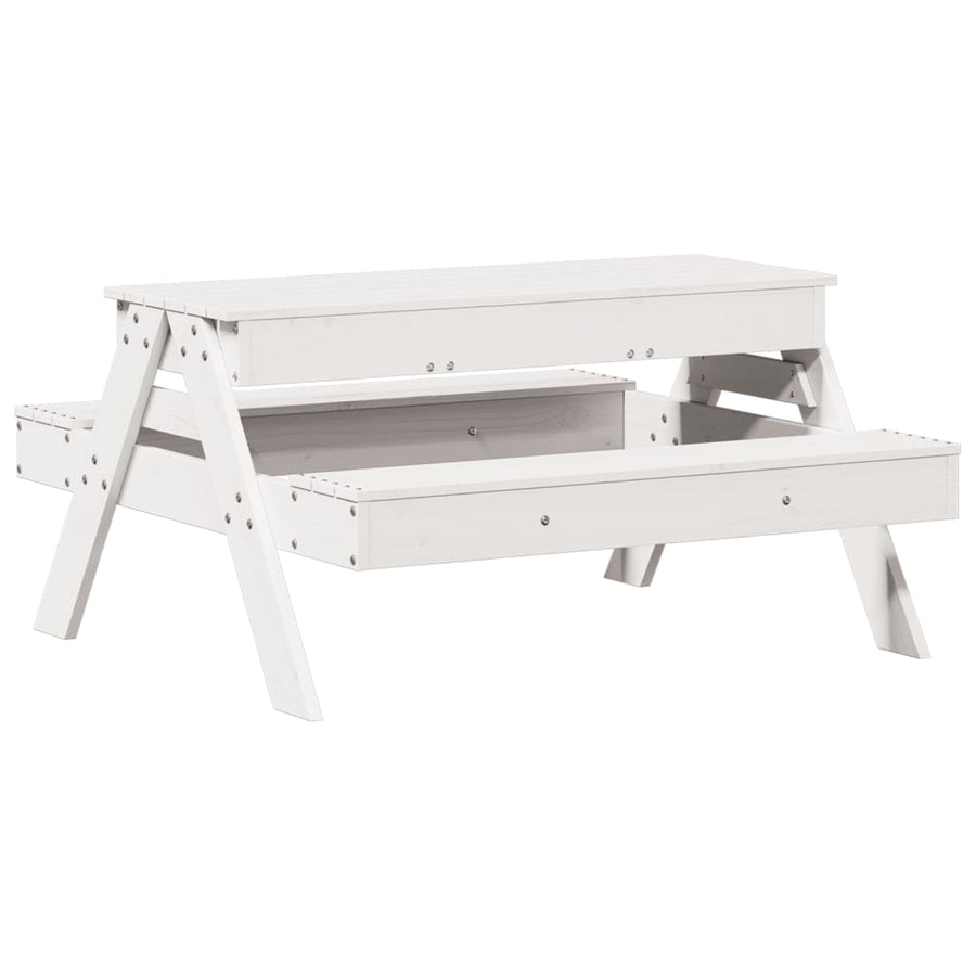 Picknicktafel Met Zandbak Voor Kinderen Massief Grenenhout Wit