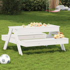 Picknicktafel met zandbak 99,5x105x52 cm massief grenenhout wit
