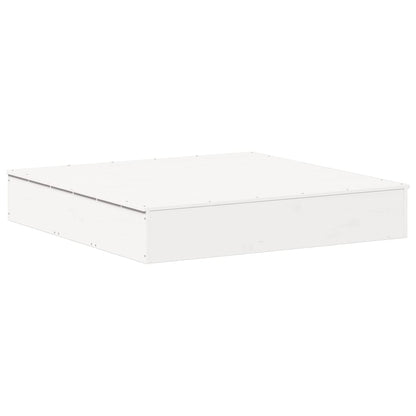 Zandbak Met Deksel 111X111X19,5 Cm Massief Grenenhout Wit