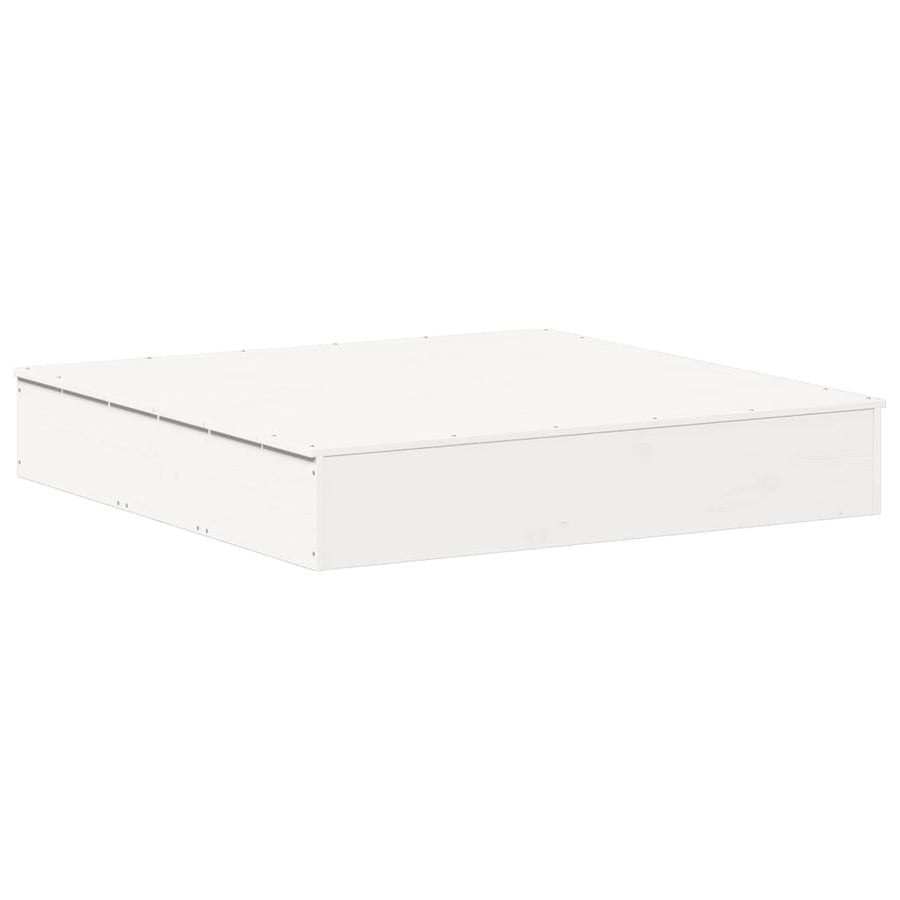 Zandbak Met Deksel 111X111X19,5 Cm Massief Grenenhout Wit