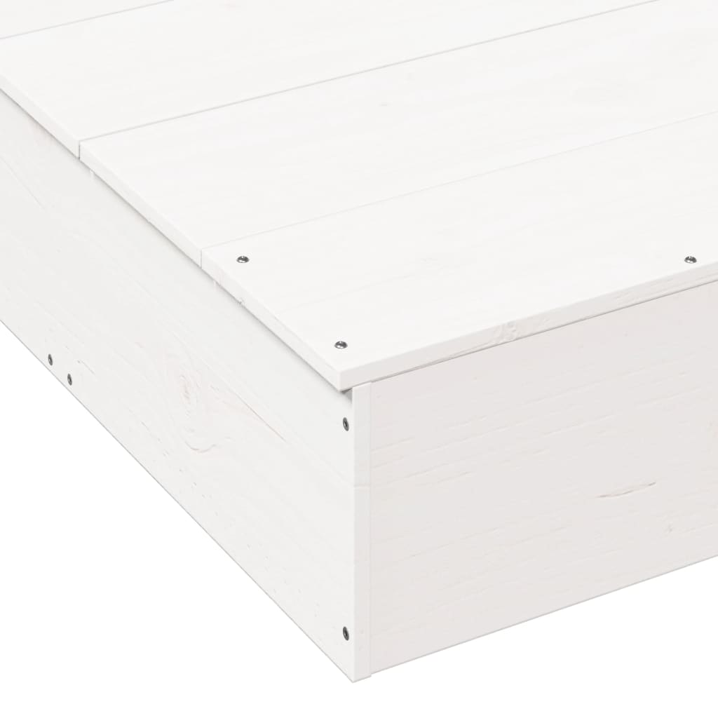 Zandbak Met Deksel 111X111X19,5 Cm Massief Grenenhout Wit