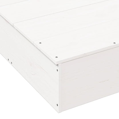 Zandbak Met Deksel 111X111X19,5 Cm Massief Grenenhout Wit