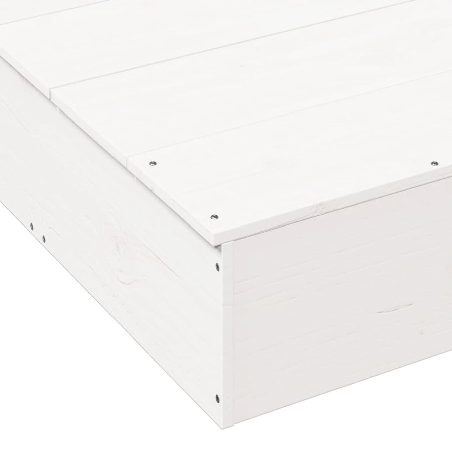 Zandbak Met Deksel 111X111X19,5 Cm Massief Grenenhout Wit