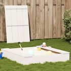 Sandbox with lid 111x111x19.5 cm solid pine wood white