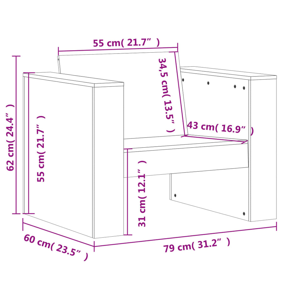 Tuinbank 79X60X62 Cm Geïmpregneerd Grenenhout