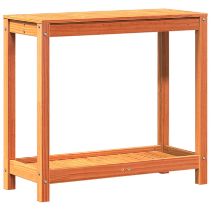 Oppottafel met schap 82,5x35x75 cm massief grenenhout wasbruin