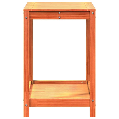 Oppottafel met schap 82,5x50x75 cm massief grenenhout wasbruin