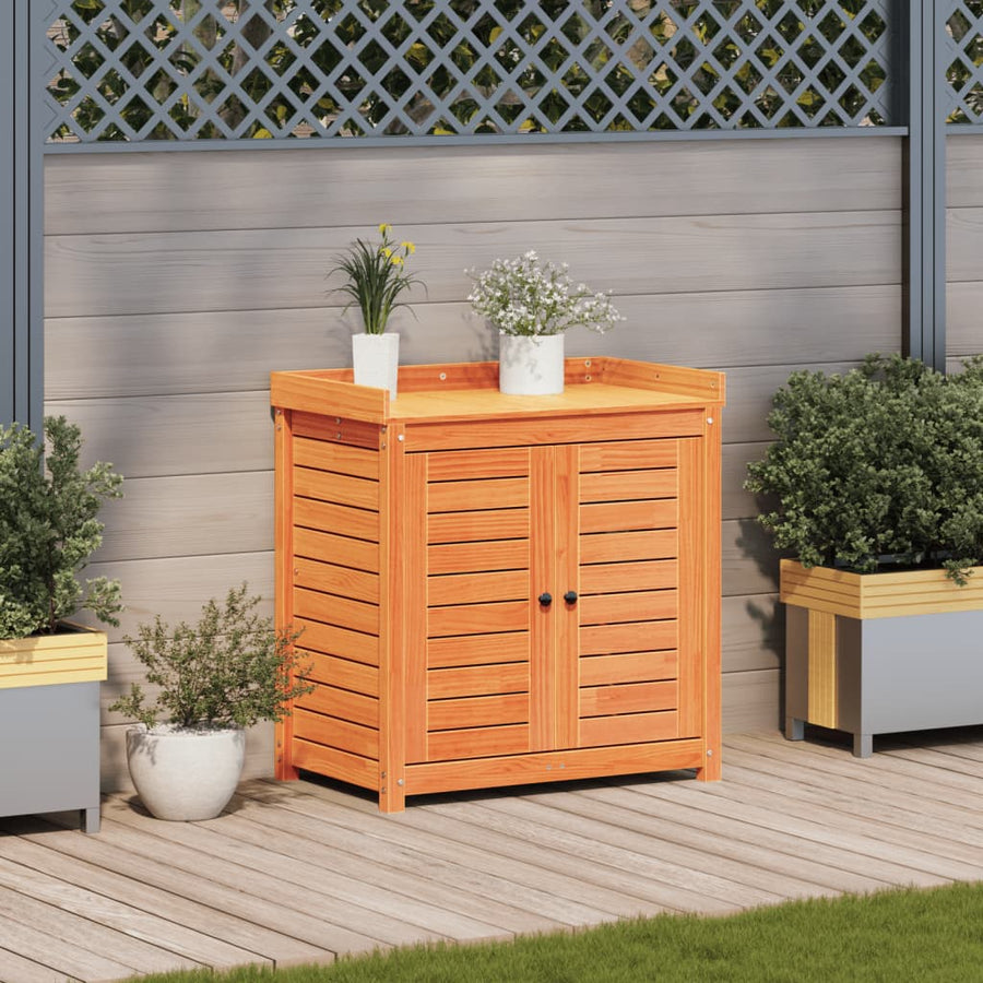Oppottafel Met Schappen 82,5X50X86,5 Cm Grenenhout Bruin