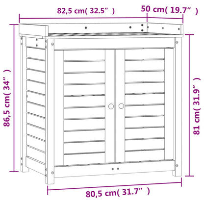 Oppottafel Met Schappen 82,5X50X86,5 Cm Grenenhout Bruin